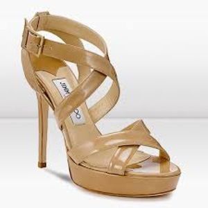 Jimmy Choo Nude New Vamp Crisscross Platforms 36